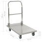vidaXL Carro portaequipajes acero inoxidable plateado 82x53x86 cm vidaXL Carro portaequipajes acero inoxidable plateado 82x53x86 cm