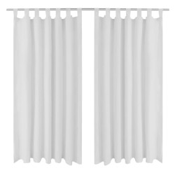 2 cortinas blancas micro-satinadas con trabillas, 140 x 175 cm