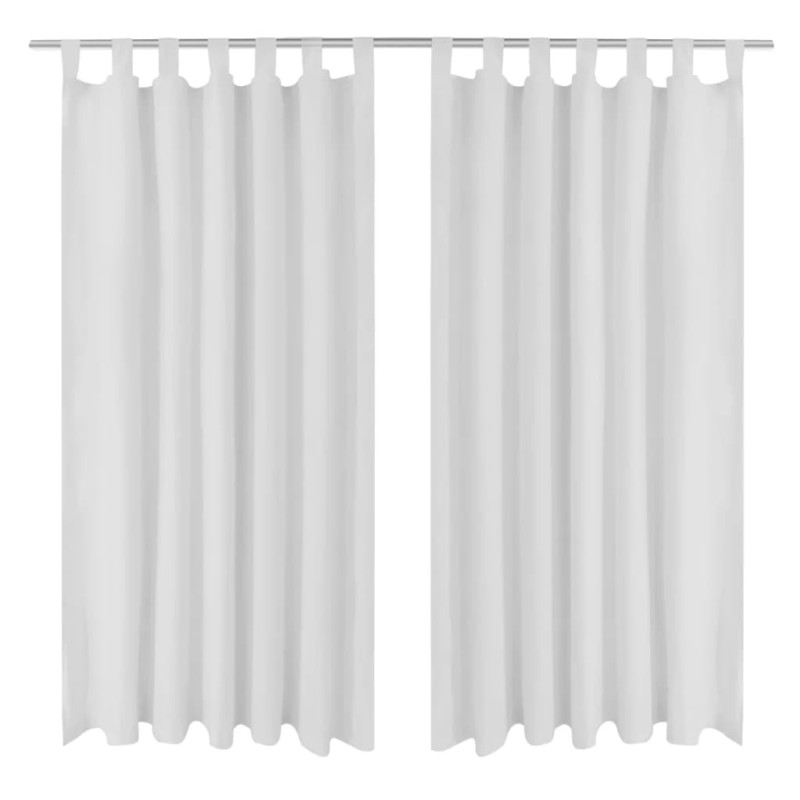 2 cortinas blancas micro-satinadas con trabillas, 140 x 175 cm