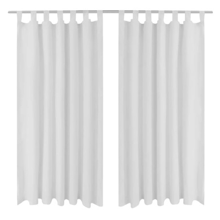 2 cortinas blancas micro-satinadas con trabillas, 140 x 175 cm