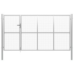 vidaXL Puerta de jardín de acero plateado 350x150 cm