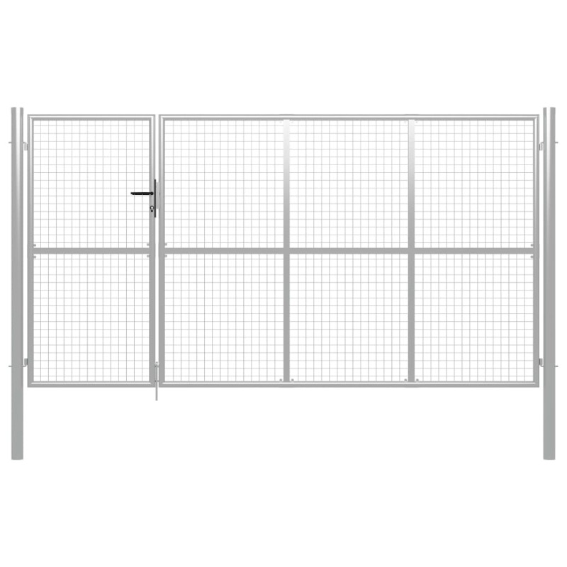 vidaXL Puerta de jardín de acero plateado 350x150 cm