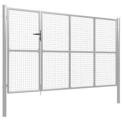 vidaXL Puerta de jardín de acero plateado 350x150 cm