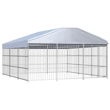 vidaXL Perrera de exterior con techo 450x450 cm