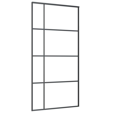 vidaXL Puerta corredera ESG vidrio y aluminio negra 102,5x205 cm