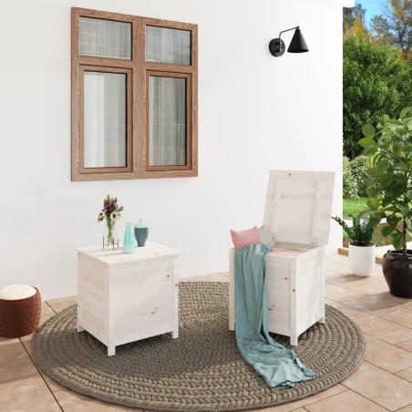 vidaXL Baúl para cojines madera de abeto maciza blanco 50x50x56 cm