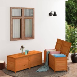 vidaXL Baúl para cojines de jardín madera de abeto marrón 200x50x56 cm