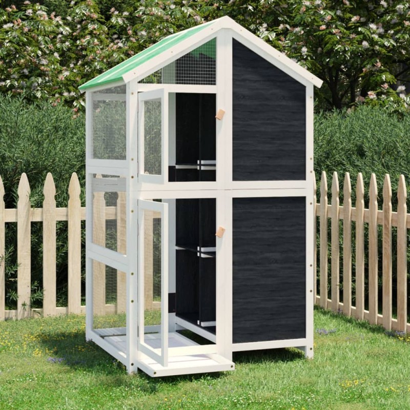 vidaXL Casita para pájaros madera maciza pino gris 97x81x152 cm vidaXL Casita para pájaros madera maciza pino gris 97x81x152 cm