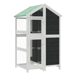vidaXL Casita para pájaros madera maciza pino gris 97x81x152 cm