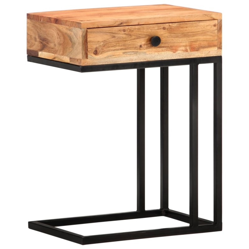 vidaXL Mesa auxiliar forma de U madera maciza de acacia 45x30x61 cm 