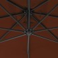 vidaXL Sombrilla voladiza con poste de acero terracota 300 cm vidaXL Sombrilla voladiza con poste de acero terracota 300 cm