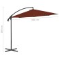 vidaXL Sombrilla voladiza con poste de acero terracota 300 cm vidaXL Sombrilla voladiza con poste de acero terracota 300 cm