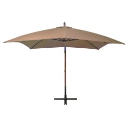 vidaXL Sombrilla colgante con palo madera maciza abeto gris taupe 3x3m