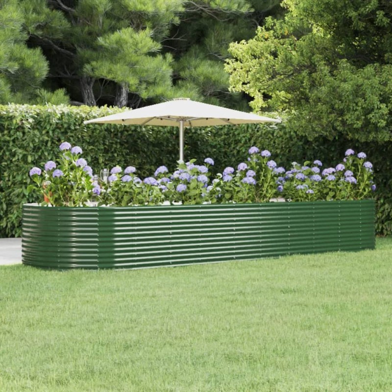 vidaXL Jardinera arriate acero recubrimiento polvo verde 367x140x68cm vidaXL Jardinera arriate acero recubrimiento polvo verde 367x140x68cm