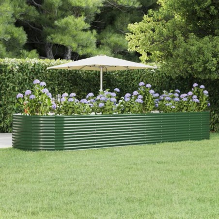 vidaXL Jardinera arriate acero recubrimiento polvo verde 367x140x68cm