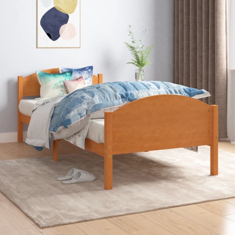 vidaXL Estructura de cama madera maciza pino marrón miel 100x200 cm vidaXL Estructura de cama madera maciza pino marrón miel 100x200 cm
