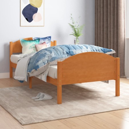 vidaXL Estructura de cama madera maciza pino marrón miel 100x200 cm