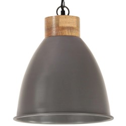 vidaXL Lámpara colgante industrial hierro gris y madera 35 cm E27