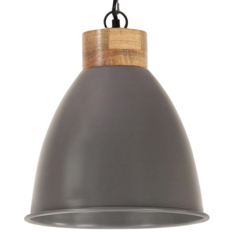 vidaXL Lámpara colgante industrial hierro gris y madera 35 cm E27