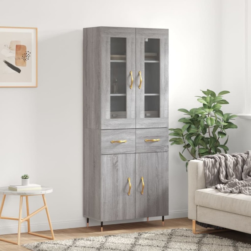 vidaXL Aparador alto madera contrachapada gris sonoma 69,5x34x180 cm vidaXL Aparador alto madera contrachapada gris sonoma 69,5x34x180 cm