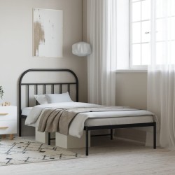 vidaXL Estructura de cama con cabecero metal negro 100x200 cm