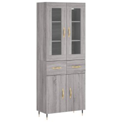 vidaXL Aparador alto madera contrachapada gris sonoma 69,5x34x180 cm