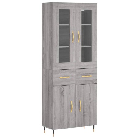 vidaXL Aparador alto madera contrachapada gris sonoma 69,5x34x180 cm