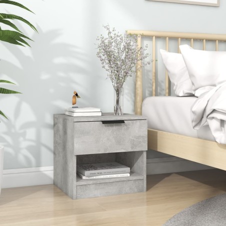 vidaXL Mesita de noche madera contrachapada gris hormigón