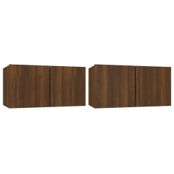 vidaXL Muebles para TV colgantes 2 uds madera roble marrón 60x30x30cm