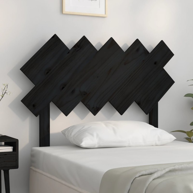 vidaXL Cabecero de cama madera maciza de pino negro 104x3x80,5 cm vidaXL Cabecero de cama madera maciza de pino negro 104x3x80,5 cm