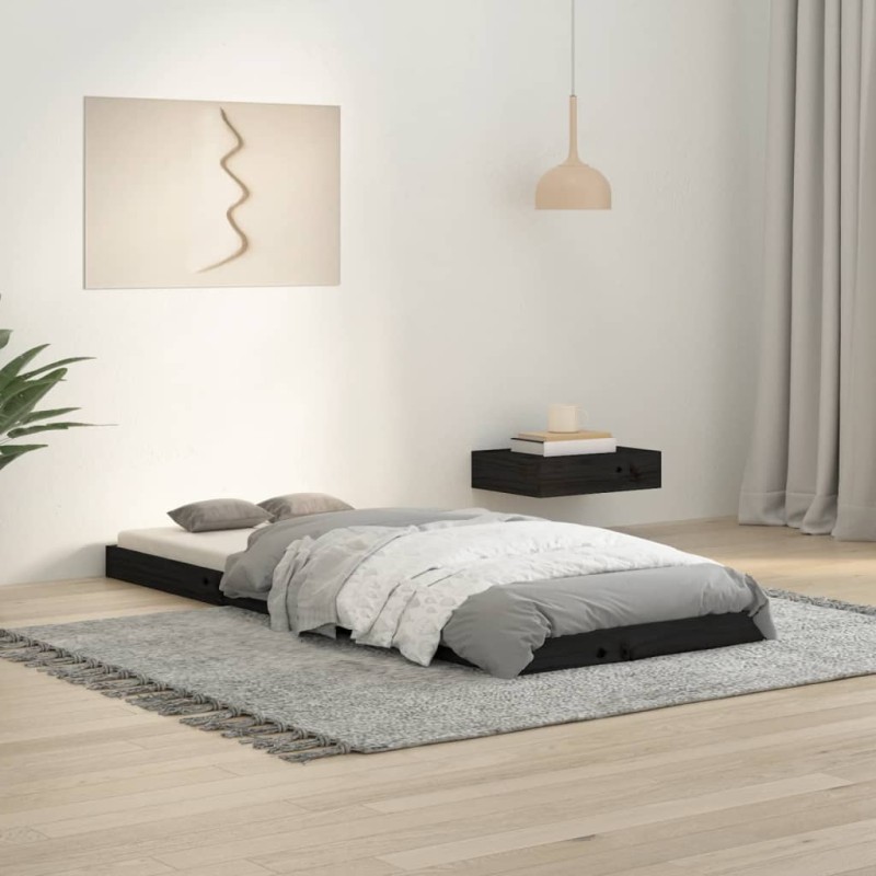 vidaXL Estructura de cama madera maciza de pino negro 75x190 cm vidaXL Estructura de cama madera maciza de pino negro 75x190 cm