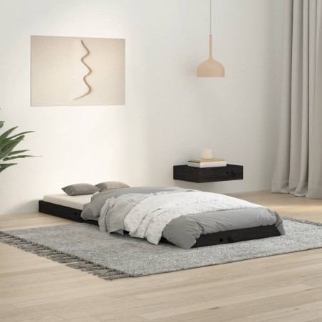 vidaXL Estructura de cama madera maciza de pino negro 75x190 cm