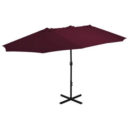 vidaXL Sombrilla de jardín palo de aluminio 460x270 cm rojo burdeos