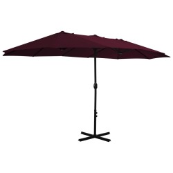 vidaXL Sombrilla de jardín palo de aluminio 460x270 cm rojo burdeos