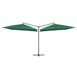 vidaXL Sombrilla doble de jardín palo de acero verde 250x250 cm 