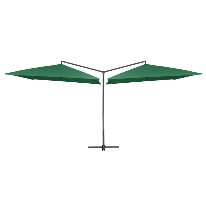 vidaXL Sombrilla doble de jardín palo de acero verde 250x250 cm 
