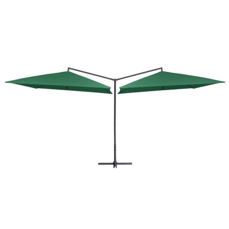 vidaXL Sombrilla doble de jardín palo de acero verde 250x250 cm 