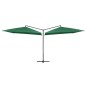 vidaXL Sombrilla doble de jardín palo de acero verde 250x250 cm 