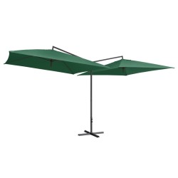 vidaXL Sombrilla doble de jardín palo de acero verde 250x250 cm 