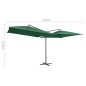vidaXL Sombrilla doble de jardín palo de acero verde 250x250 cm 