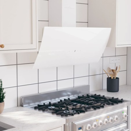 vidaXL Campana extractora de pared acero vidrio templado blanco 90 cm