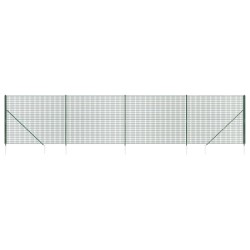 vidaXL Cerca de alambre con pinchos de anclaje verde 1,6x10 m