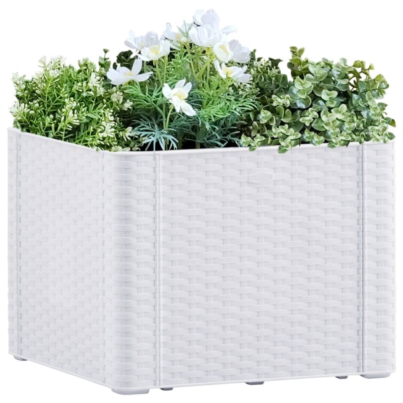 vidaXL Arriate con sistema de riego automático blanco 43x43x33 cm vidaXL Arriate con sistema de riego automático blanco 43x43x33 cm