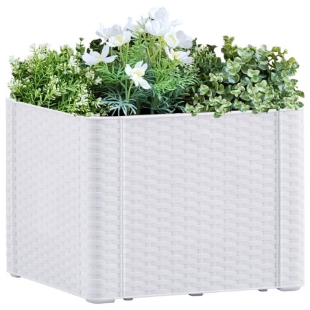 vidaXL Arriate con sistema de riego automático blanco 43x43x33 cm