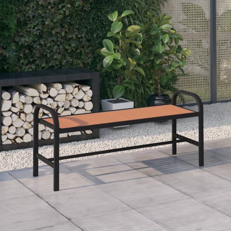 vidaXL Banco de jardín acero y WPC marrón y negro 124,5 cm vidaXL Banco de jardín acero y WPC marrón y negro 124,5 cm