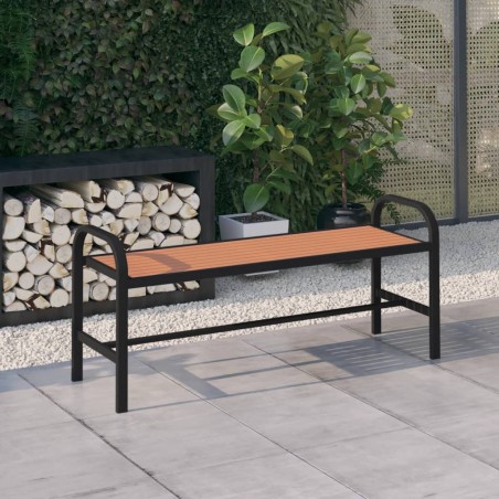 vidaXL Banco de jardín acero y WPC marrón y negro 124,5 cm