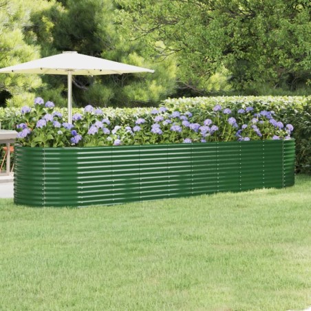 vidaXL Jardinera arriate acero recubrimiento polvo verde 396x100x68 cm