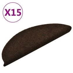 vidaXL Alfombrilla autoadhesiva de escalera 15 uds 56x17x3 cm marrón