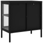vidaXL Aparador de acero y vidrio negro 70x35x70 cm vidaXL Aparador de acero y vidrio negro 70x35x70 cm