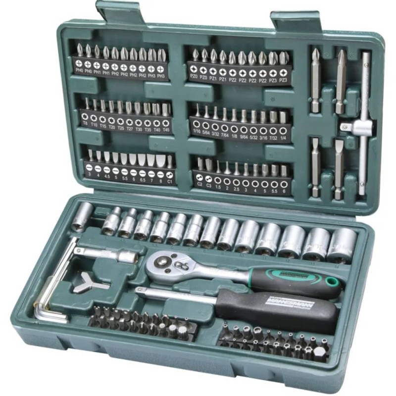 Brüder Mannesmann Set de puntas y llaves de vaso 130 piezas 29166 Brüder Mannesmann Set de puntas y llaves de vaso 130 piezas 29166